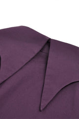 Purple Moon Frilly Collar Short Puff Sleeves Women's Gothic Blouse - Product - 15