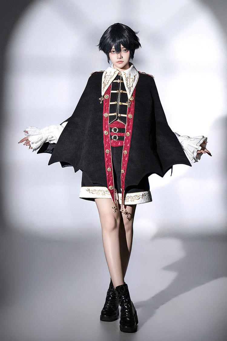 Black [Vampire Noble Court] Long Sleeves Embroidery Gothic Prince Handsome Ouji Lolita Set - Product - 6