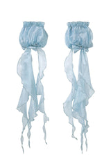 Blue [Dreamy Jellyfish] Square Collar Sleeveless Printed Ruffled Lace Sweet Lolita Jsk Dress Set - Hand-Sleeves(Only) - 12