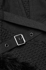 Black Eyelet Stitching Metal Mesh Women's Steampunk Fluffy Pants - Product - 8