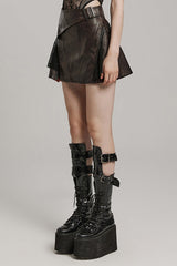 Buckle Faux Leather Side Zipper Women's Steampunk Skirt 2 Colors - Product - 10