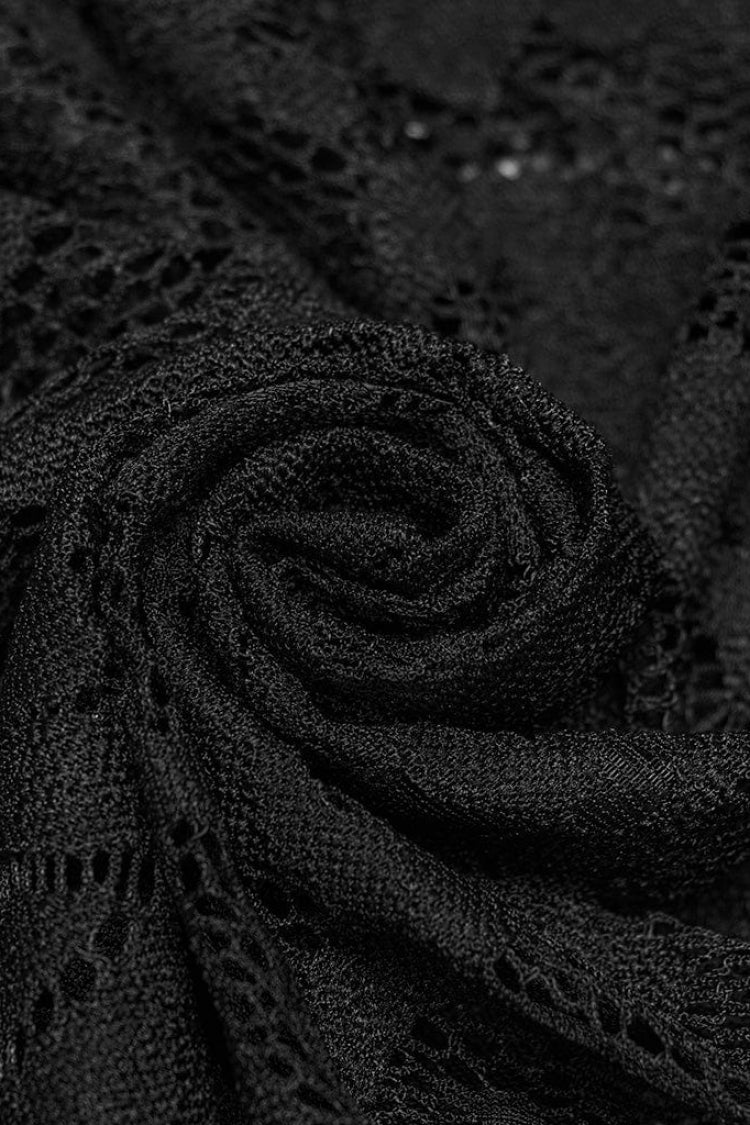 Black Sleeveless Hollow Cross Embroidery Lace Womens Gothic Vest - Product - 6
