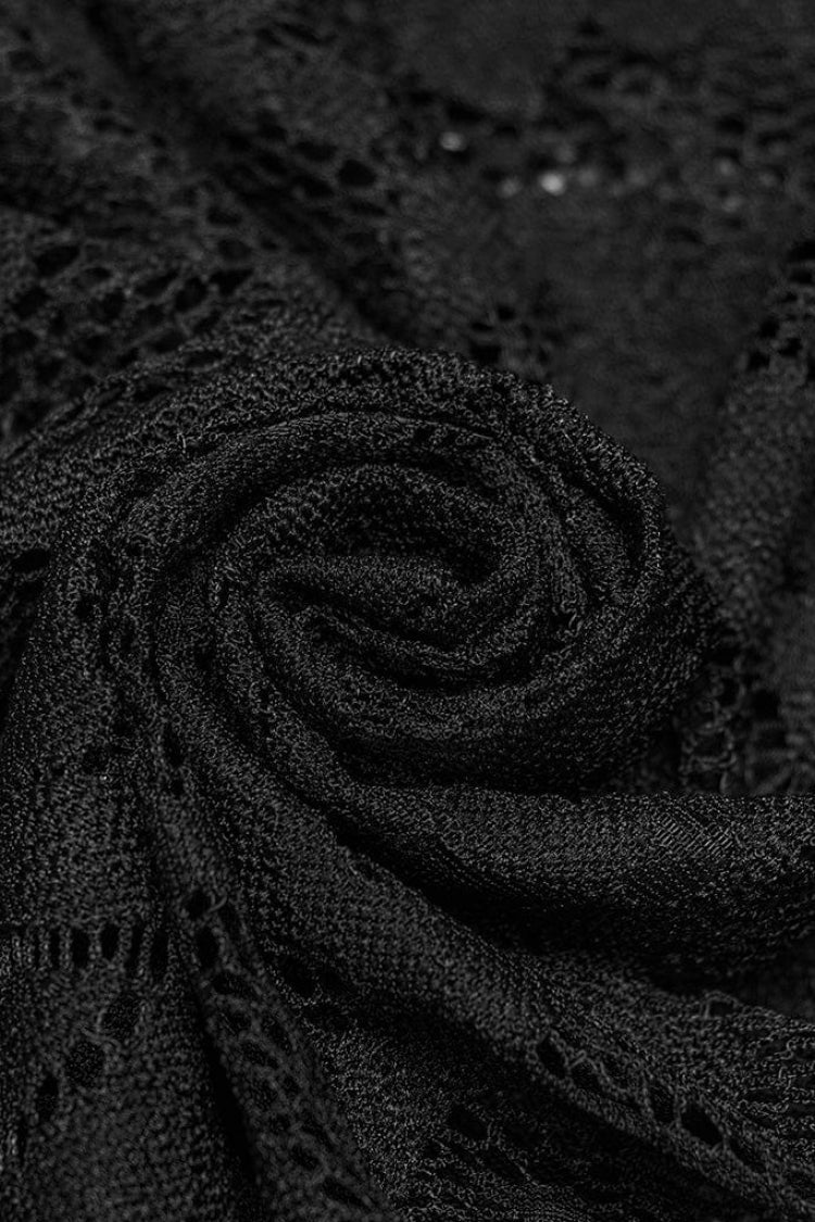 Black Sleeveless Hollow Cross Embroidery Lace Womens Gothic Vest - Product - 6