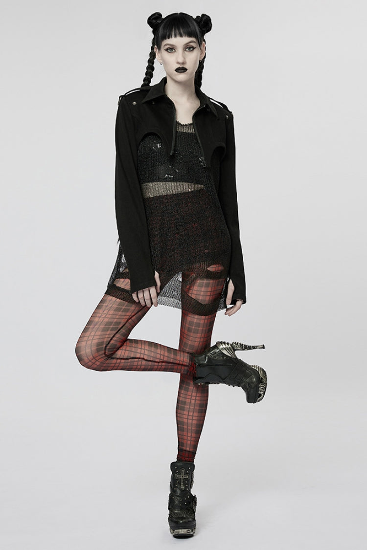 Sleeveless Mesh Ripped Women's Steampunk Sweater 2 Colors - Product - 4