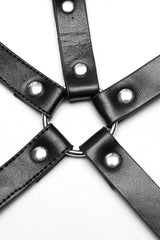 Black PU Leather Cross Metal Ring Buckle Women's Steampunk Body Harness - Product - 6