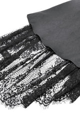 Black V Collar Long Trumpet Sleeves Lace Sheer Women's Gothic Kimono High Low Long Dress - Product - 18