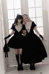 Black [Letters and Poems·Nocturne] Nun Long Sleeves Ruffle Gothic Lolita Long Dress - Product - 11