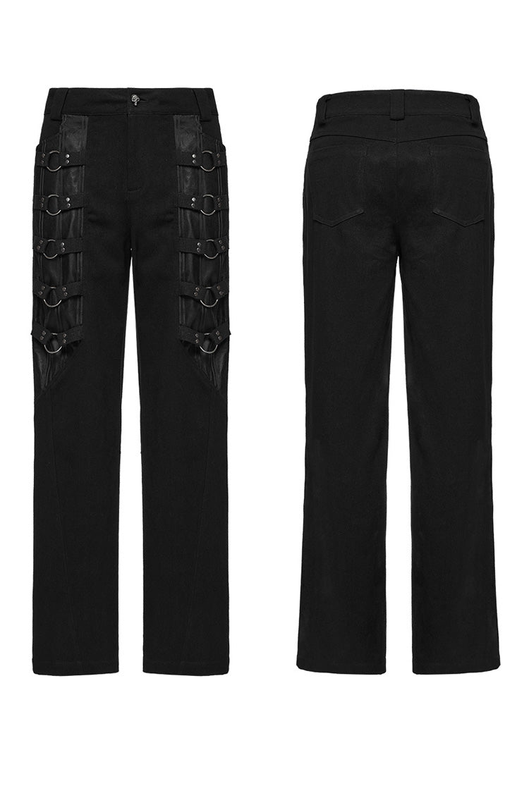Black Rings Stitching Mesh Men's Punk Pants - Product - 5