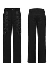 Black Rings Stitching Mesh Men's Punk Pants - Product - 5