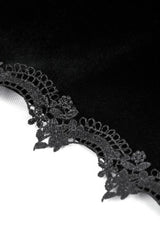 Black Stand Collar Long Flared Sleeves Lace Spliced Velvet Women's Gothic Cape - Product - 16