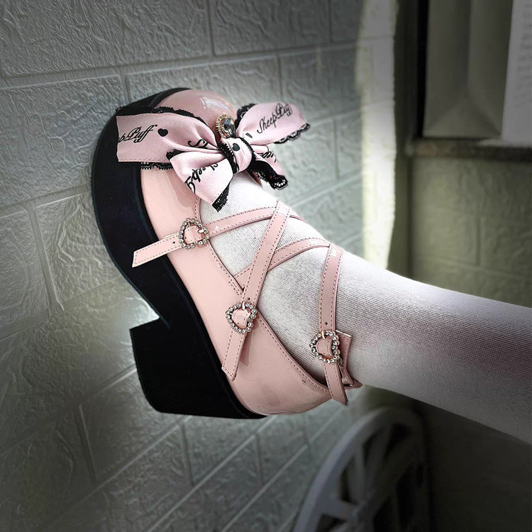 Sweet Bowknot Lace Japanese Lolita Platform Shoes 2 Colors - Product - 4