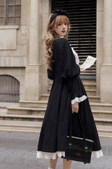 Black/White Silent Poetry Nun Long Sleeves Bowknot Autumn Winter Gothic Lolita Dress - Product - 2