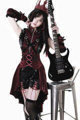 Black/Red [Chief Assassin] Lace-Up Gothic Ouji Lolita Set - Product - 7