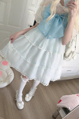 Seaside Pearls High Waisted Multi-layer Bowknot Sweet Lolita Jsk Dress 2 Colors - Product - 4
