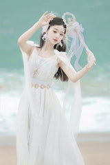White [Messenger of God] Greek Style Sleeveless Ruffle Elegant Lolita Jsk Dress - Product - 10