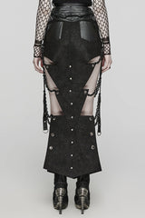 Black Inverted Triangle Hollow Metal Chain Women's Steampunk Skirt - Product - 3