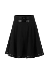 Black Casual High Waist Belted Women's Steam Punk Skirt - Product - 5