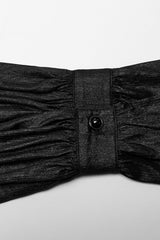 Black Stand Collar Jacquard Ruffle Men's Gothic Blouse - Product - 9