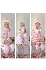 Light Pink Big Bowknot Metal Heart Nameplate Lolita Backpack - Product - 9