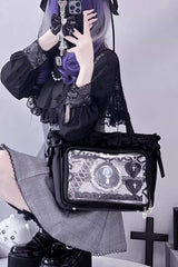[Ballet Holiday] Ruffled Bow Sweet Japanese Crossbody Shoulder Lolita Itabag 10 Colors - Black - 16