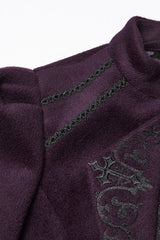 Purple Stand Collar Long Sleeves Embroidered Lace-Up Zippered Women's Gothic Jacket - Product - 6