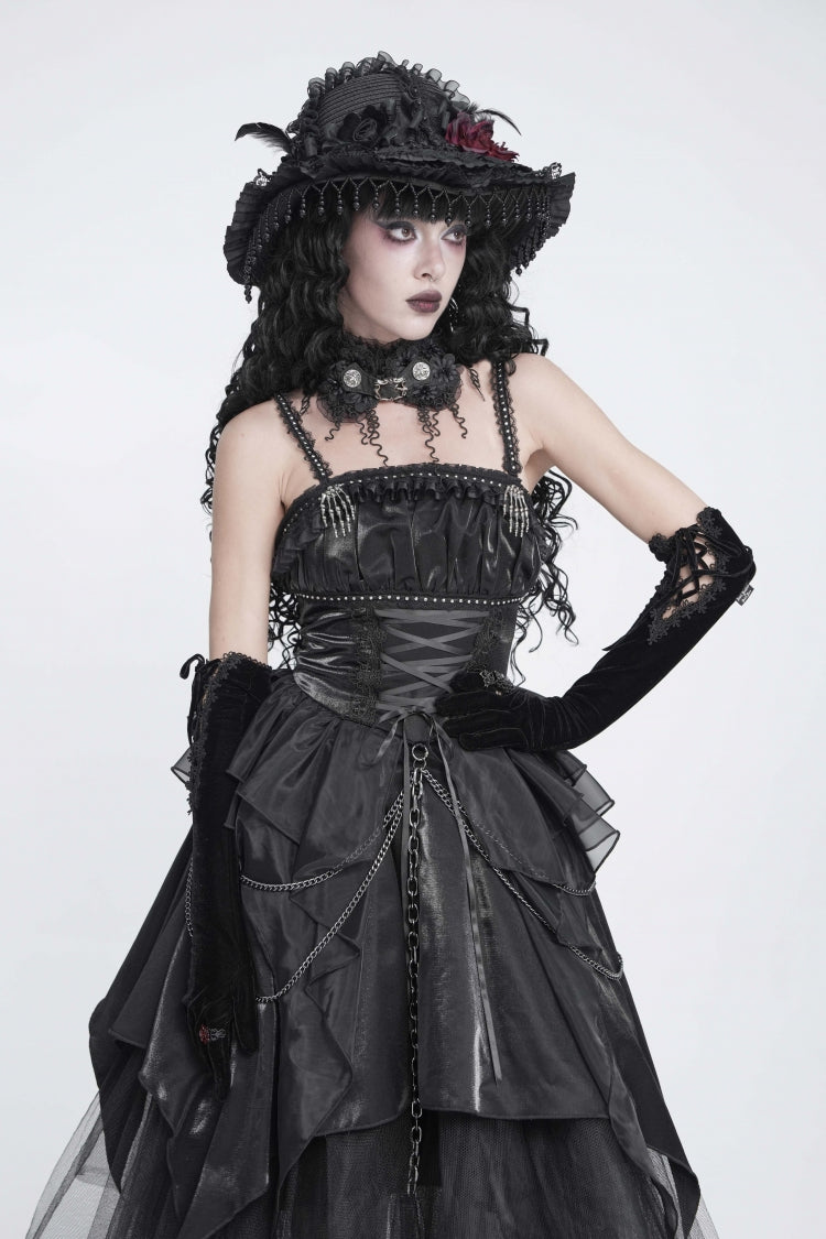 Black Lace Women's Gothic Floral Tassels Neckwear - Product - 5