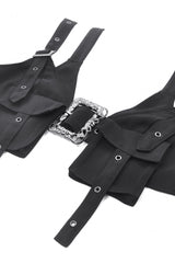 Black Halterneck Buckled Women's Punk Utility Vest - Product - 15