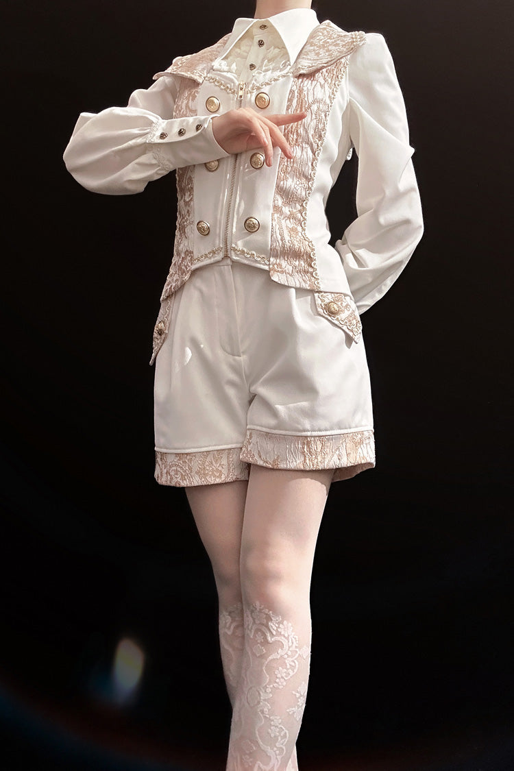 White Hot Stamping Embroidery Ouji Handsome Cool Lolita Vest - Product - 6