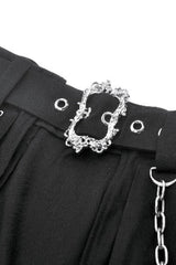 Black Women's Punk Metal Chain Belt Skirt with Straps - Product - 13
