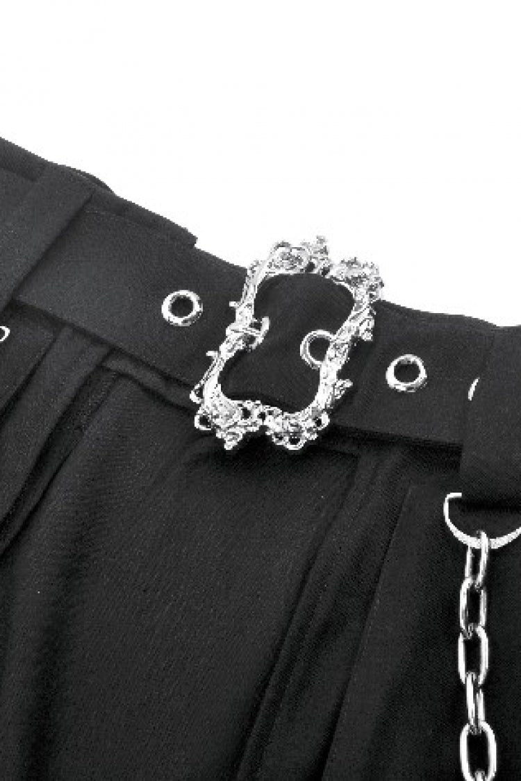 Black Women's Punk Metal Chain Belt Skirt with Straps - Product - 13