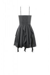 Black V Collar Lace Embroidered Asymmetric Women's Gothic Slip Dress - Product - 14