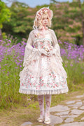 Abrikoos Rose Morning Dew Print Zoet elegant (alleen jurk) vooraanzicht