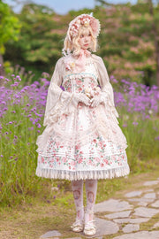 Abrikoos Rose Morning Dew Print Zoet elegant (alleen jurk) vooraanzicht