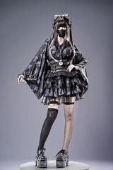 Jirai Kei Long Sleeves Printed Ruffled Lace Studded Gothic Japanese Top and Skirt Set 3 Colors - Product - 13