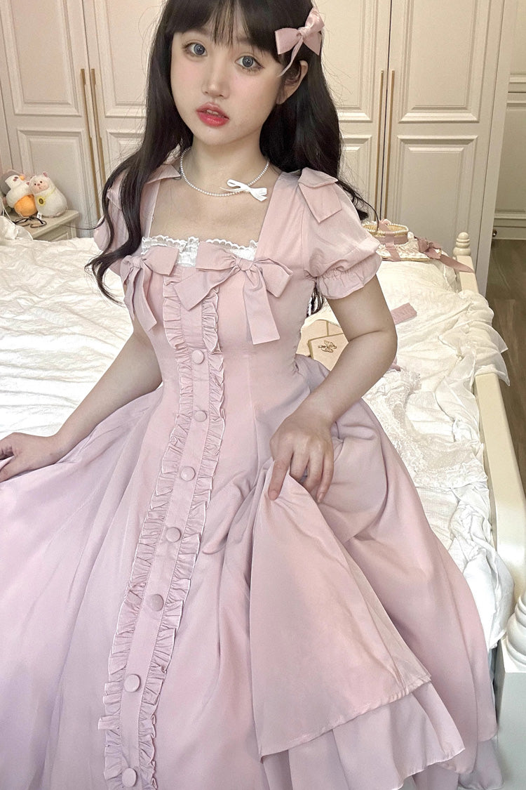 Pink Annie's Gift Short Sleeves Bowknot Sweet Lolita Dress (Plus Size Support) - Product - 5
