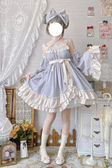 Grey [Monet Estate] Sleeveless High Waisted Ruffle Bowknot Asymmetric Sweet Lolita Jsk Dress - Grey - 1