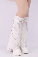 Covenant Cross Irregular Chain Gothic Lolita Leg Warmers 2 Colors - Product - 5