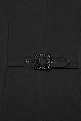 Black Batlike Collar Sleeveless Buckled Men's Gothic Long Vest - Product - 8