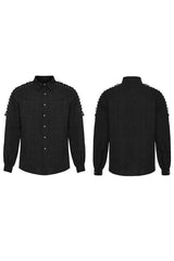 Men's Long Puff Sleeves Shoulder Straps Embroidery Mens Gothic Blouse 2 Colors - Product - 14