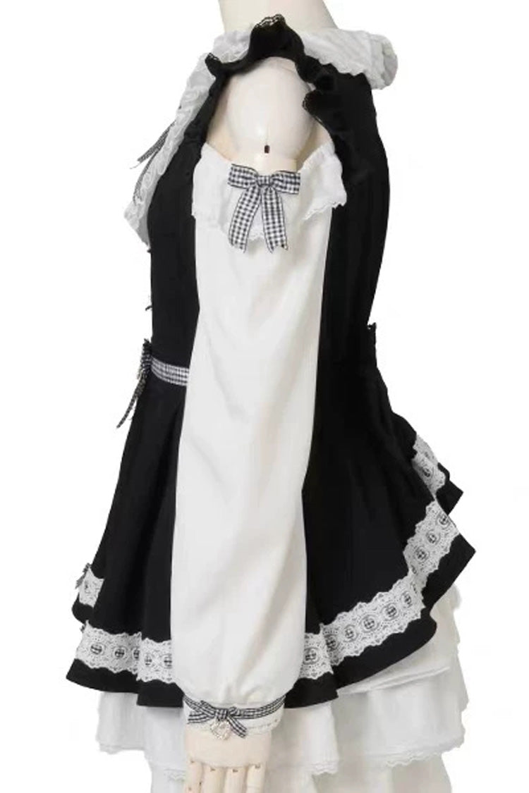 Sweet Off Shoulder Long Sleeves Ruffled Bow Lace Jirai Kei Japanese Dress Shorts Set - Product - 2