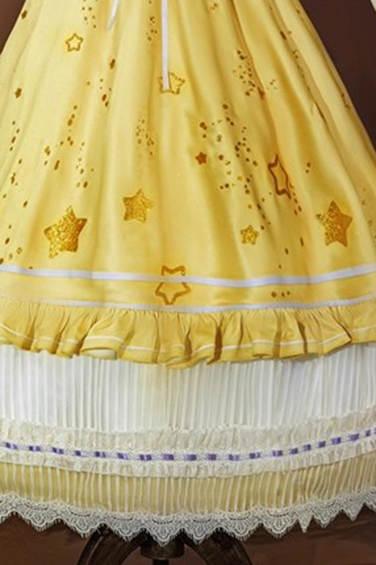 Yellow [Identity V Toy Merchant Glimmer Within Reach] Triple-Layered Print Ruffle Bowknot Classic Cosplay Lolita Dress Set - Product - 4