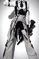 Black/White Long Sleeves Color Matching Handsome Sci-fi Lolita Shirt - Product - 3