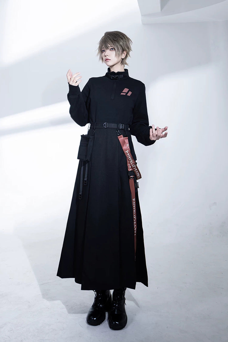 Black [Nameless Blade] Stand Collar Long Sleeves Gothic Prince Ouji Lolita Skirt Set - Product - 7