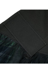 Green Cotton Splicing Mesh Plaid Personalized Pocket Decoration Waist Punk Women's Short Skirt - Product - 8