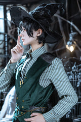 Dark Green Double-breasted Slim Ouji Prince Handsome Lolita Vest - Product - 9