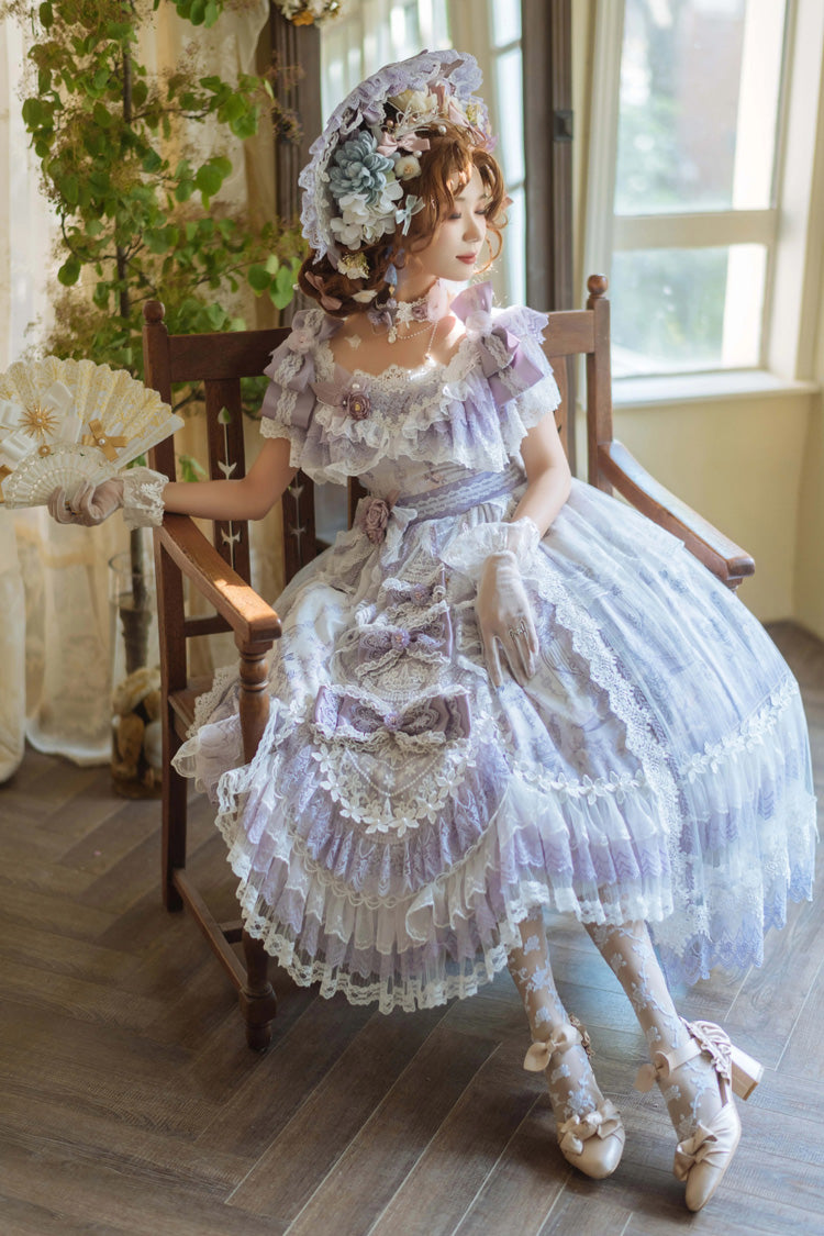 Blue The Key to the Secret Realm Gorgeous Wedding Princess Sweet Lolita Dress Set - Product - 3