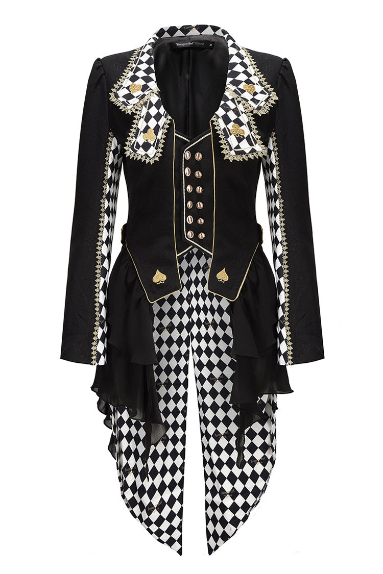 White Immortal Lost Alice Plaid Print Elegant Ouji Fashion Lolita Coat - Black - 5