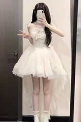 Apricot Shining Bowknot Irregular Sweet Princess Gorgeous Lolita Jsk Dress (Include Train) - Product - 5