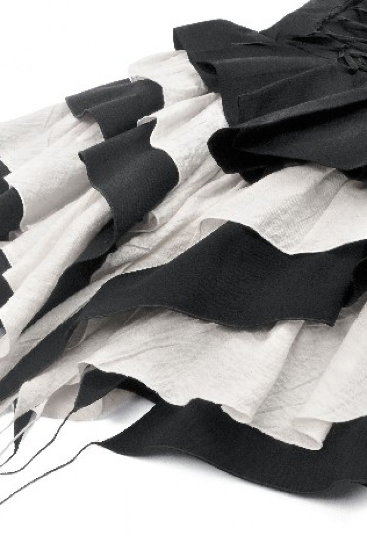 Black/White Sleeveless Multi-Layered Ruffled Bowknot Women's Gothic Slip Dress - Product - 17