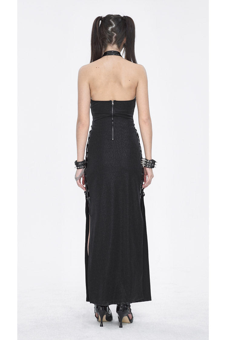 Black Halterneck Slim Women's Gothic Strapless Dress - Product - 5
